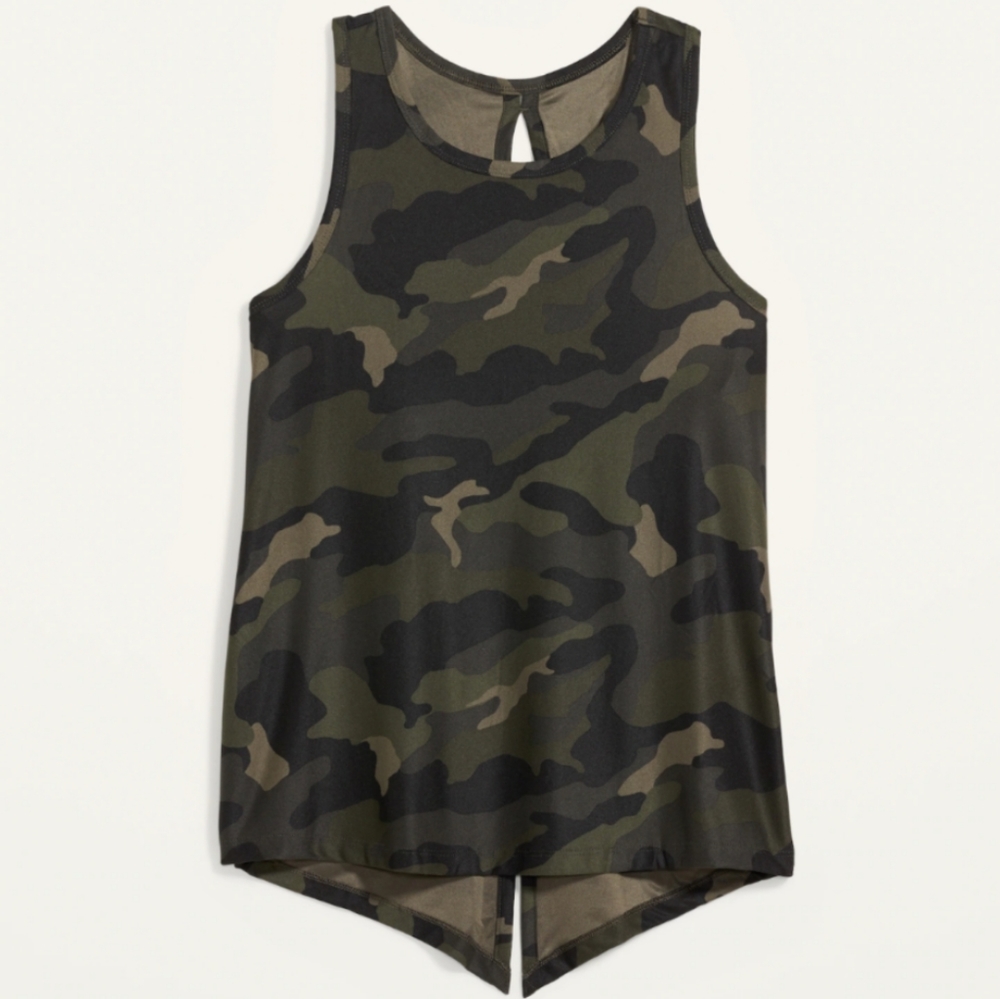 NWT Old Navy Breathe ON tie back tank top - camo L